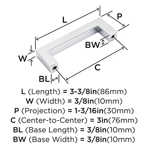 Image of Amerock | Cabinet Pull | Polished Chrome | 3 inch (76 mm) Center to Center | Monument | 2 Pack | Drawer Pull | Drawer Handle | Cabinet Hardware