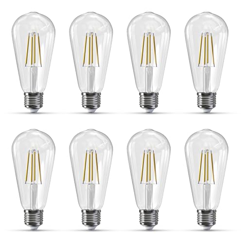 Image of Jensense Edison Bulbs E26 LED Bulb 60 Watt Equivalent, Vintage LED Light Bulbs CRI90+ ST19, Dimmable Clear Light Bulbs (5000k Daylight, 6w-8 Pack)