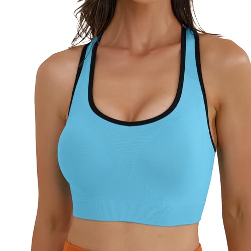 Image of Match Sports Bras for Women, Seamless Racerback Bra with Mid-Impact | Full Coverage Bras with Removable Pads, Soft & Breathable Fabric, Ideal for Yoga, Running, Workout, Pilates & Daily Wear
