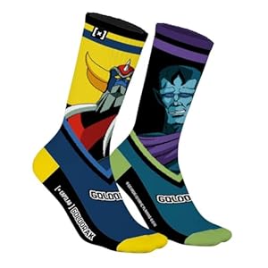 Chaussette Homme Goldorak Coton, 1 Paire de Chaussettes Fantaisie Homme, Édition Limitée et Originale, Jaune Taille 39/42