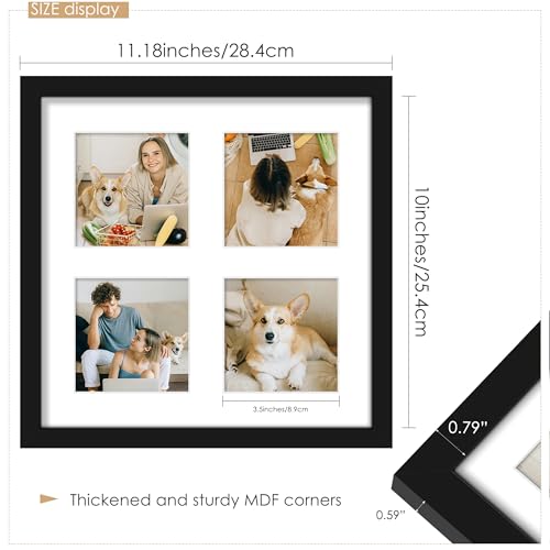 Image of DUENPY 10x10 Collage Picture Frame 4x4 Picture Frames Collage Wall Decor Displays Four 4x4 inch Photos Available Horizontal Wall Mounting Display and Vertical Black