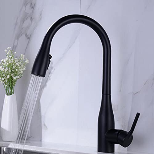 Mitigeur de cuisine en laiton laqué noir avec douchette rotative - 6