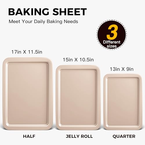 image for HONGBAKE Cookie Sheets, Baking Sheet Set, Nonstick Oven Pan with Wider