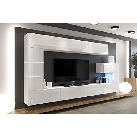 Furnitech AN89 New Modernes Wohnzimmer Wohnwand Wohnschrank Schrankwand Mediawand Möbel Cover