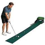 wkao Indoor Putting Green with Auto Ball Return, 102 in Golf Putting Mat, Distance Markers, Synthetic Fiber, Portable Home Office Trainer