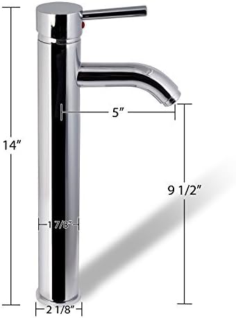 Decor Star® BRG01-TC-U Single Handle Bathroom Lavatory Vanity Vessel Sink Faucet UPC cUPC NSF Lead Free Tall Chrome