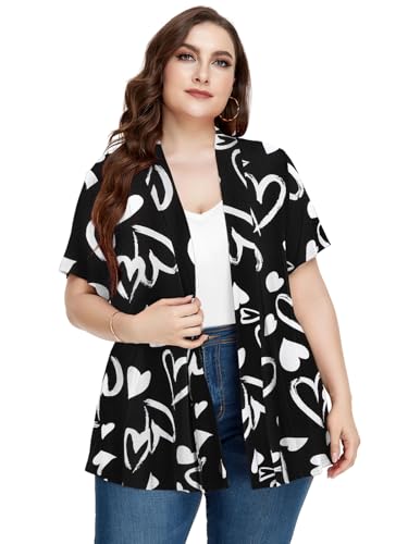 Image of LARACE Short Sleeve Cardigans for Womens Summer Tops Casual Plus Size Open Front Lightweight Cover Up