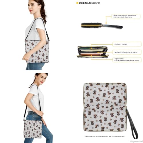 Image of Bucket Crossbody Bag Set for Women Lady, Leather Purse and Wallet Set Large Bucket Bag with Wallet