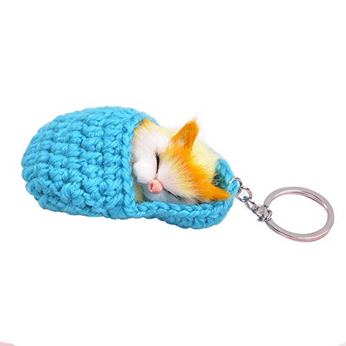 jingyuu Llavero Colgante del Gato de Peluche?Accesorios Mochila Billetera (Azul)