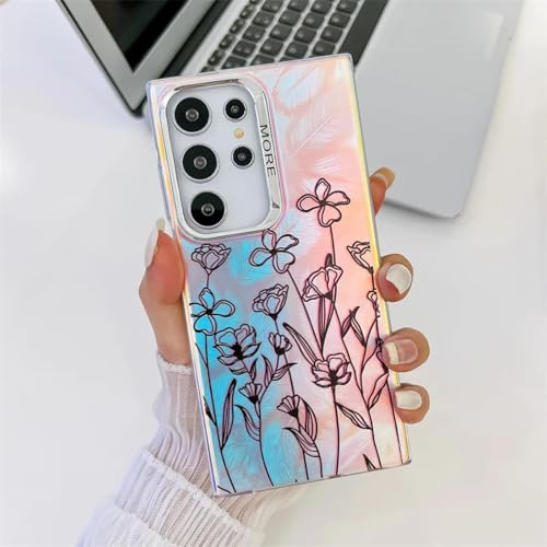 Coque Samsung S23 Plus rigide mate en polycarbonate floral AH3