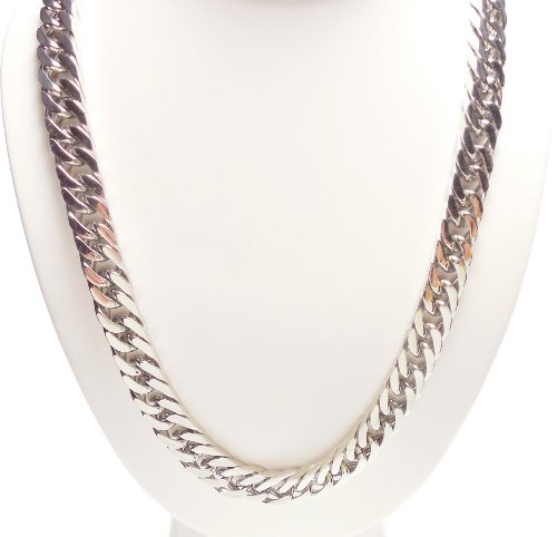 Necklace - Mens 12 Mm Stainless Steel Silver Tone 24 Inch Curb Chain - Rickis Favorite Cuban Curb Chain #TOP4
