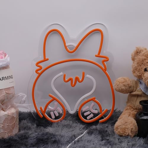 Image of Cute Corgi Neon Sign USB Powered for Wall Decor, Corgi Dog Neon Sign Dimmable LED Neon Light Sign for Bedroom Home Decor Birthday Gift for Corgi Lover