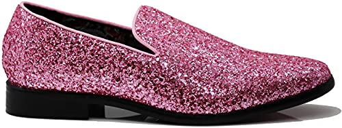 Image of SPK04 Men's Vintage Glitter Dress Loafers Slip On Shoes Classic Tuxedo Dress Shoes
