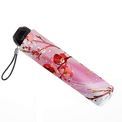 Estwell Travel Compact Art Umbrella Foldable Windproof UV Protection Sun Rain Umbrella for Women