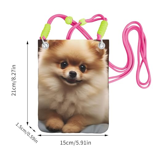 Pochette téléphone femme fuchsia avec bandoulière et motif chien - 4