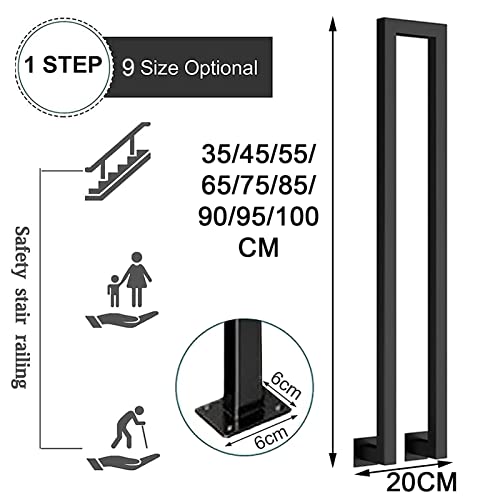 Rampe d'escalier en U ultra robuste supportant 200 kg en fer forgé - 3