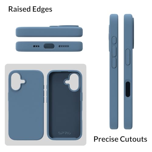Image of SPRIG Compatible with iPhone 16 Premium SilkTone (Liquid Silicone) Back Cover Drop Tested Shock Proof Mobile Case for Men, Women, Boys and Girls with Camera Protection (Denim Blue)