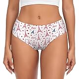 Nevjipu Womens Underwear Seamless - Paris Eiffel Pink Print Ladies No Show Underwear Briefs Panties Panty Bikini