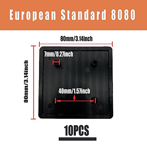 Image of 8080 European Standard Black Square Plastic Aluminum Profile End Caps, 80x80mm (10pcs)