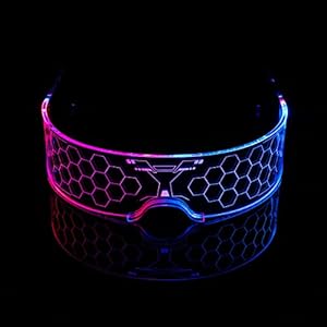 KingCorey LED Light Up Glasses para adultos, gafas LED, gafas luminosas, gafas de 7 colores y 4 modos de estilo futurista