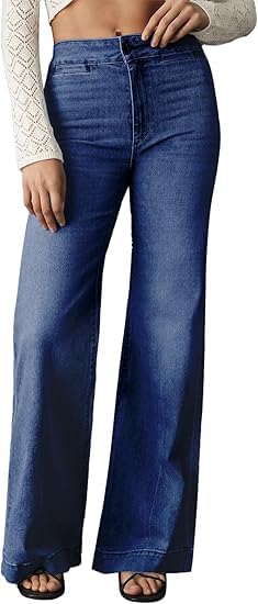 Sidefeel Wide Leg Straight Leg Jeans for Women High Waisted Loose Boyfriend Denim Pants4