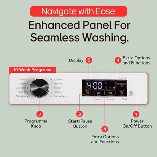 Image of LG 7 Kg 5 Star Wi-Fi, Steam, Inverter Direct Drive Technology, 6 Motion DD, Fully-Automatic Front Load Washing Machine (FHB1207Z4W, Allergy Care, In-Built Heater, Touch Panel, Blue White)