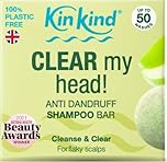 KinKind Anti Dandruff Shampoo Bar. CLEAR My Head! Anti Dandruff Shampoo for Women, Kids & Men. Natural Solid Shampoo Bar to control Flaky Scalp, Itchy Scalp & Redness. Vegan. UK made. 50 washes