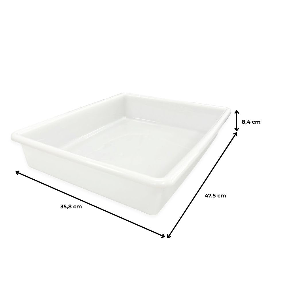Pack 9 Bandeja Alimentaria Resistente 10,7L Sin BPA Cocinas y Restaurantes | 47,5x35,8x8,4cm. Sin BPA. Ideal para comedores, colegios, mercados, panaderías, pizzerías y conservación de alimentos.