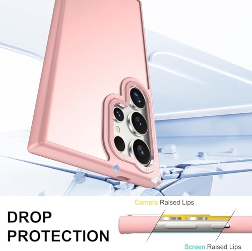 Image of DIZORO Polycarbonate Matte Case for Samsung S25 Ultra 5G Translucent Frosted Hard Back Phone Case Anti-Fingerprint Anti-Slip Shockproof Protective Case Cover for Samsung Galaxy S25 Ultra 5G Pink