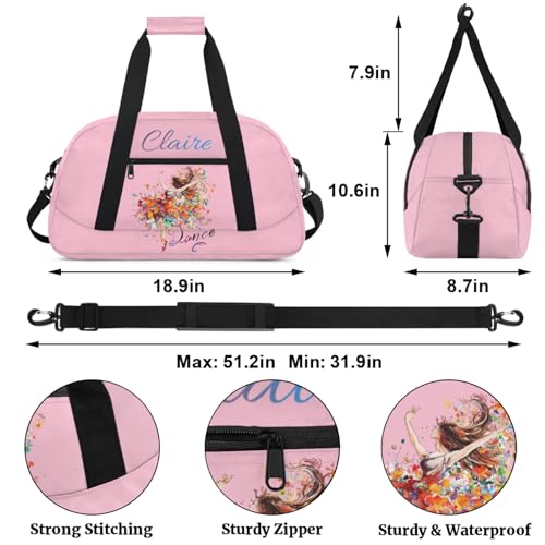 Dance Duffle-Bag for Teens Girls,Custom Ballet-Bag for Dancer,Carry-on Lightweight for Travel-Duffle,Overnight,Workout Black White Red Grey Football Brandon2