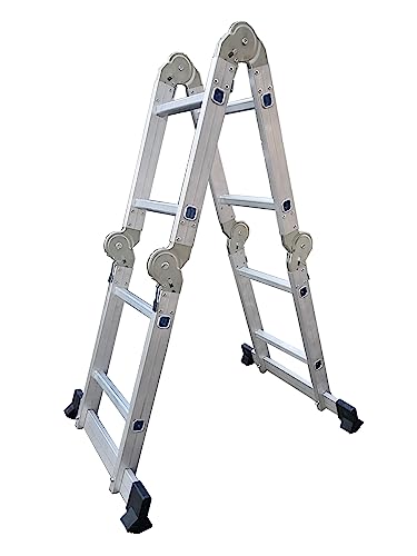 Escada Multifuncional de Alumínio 4x2 8 Degraus Alcance de 2,29m Leve, Resistente, Durável e Versátil Fácil de Guardar Dobrável para Todas as Suas Necessidades.