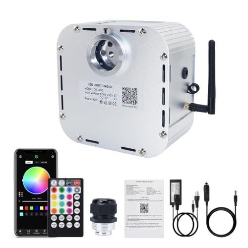 Image of AKEPO Car Home 32W Twinkle Fiber Optic Light Engine, Bluetooth APP Control+Music Activated+28-Key Remote Control for Fiber Optic Star Ceiling