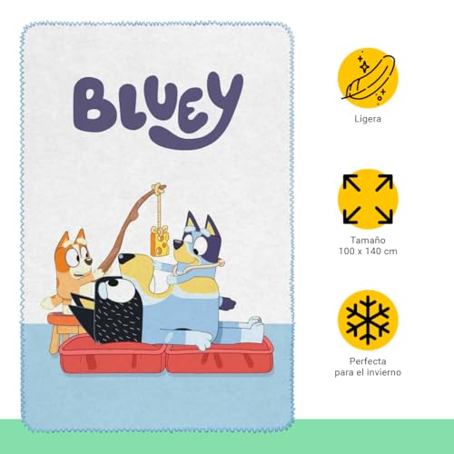 Miniatura 2 de Ms Móvil Shop Bluey Manta Infantil De 100x140 Cm 100 Polyester - Estampa Familiar De Bandit, Chilli, Bingo Y Por Detras Bluey Dormido Producto Oficial De Bluey Para Niños De Ludo Bbc Studios