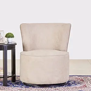 Home Centre Noa Beige Solid Fabric Rotating Accent Chair
