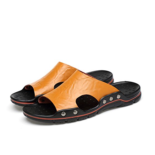 Men's Slide Sandals Open Toe Breathable Soft Large Size Vegan Leather Non-slip Outdoor Slide Sandal4