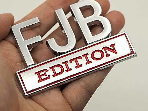 Image of 2 Pack FJB Emblem 3D Fender Badge Decal Car Truck Metal Replacement for Universal Vehicle, Car, Truck, SUV Chrome Red