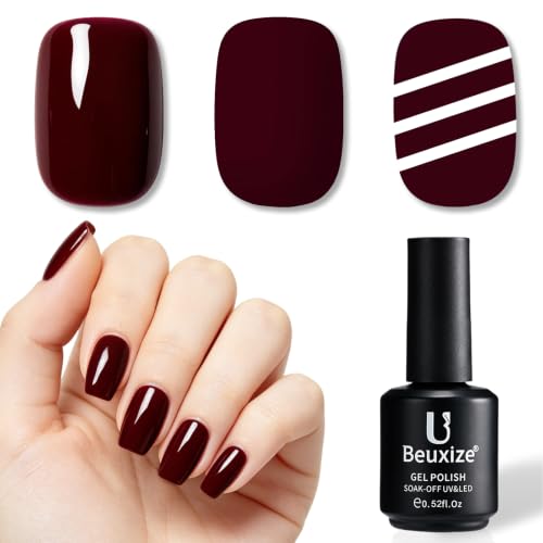 Beuxize Burgundy Gel Nail Polish UV Red Gel Nail Polish 15ml Deep Red Gel Polish For Art Starter And Salon Manicure Diy At Home