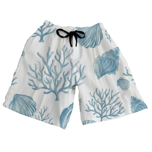 Deovige Men's Swim Trunks with Pockets Oceanic Design No Liner