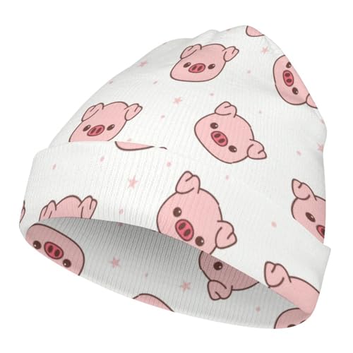Cute Cartoon Pig Pattern Kids Beanie Hat for for Girls Boys Children Cap Winter Knitted Chemo Cancer Headwear Accessories Gifts Decoration Black