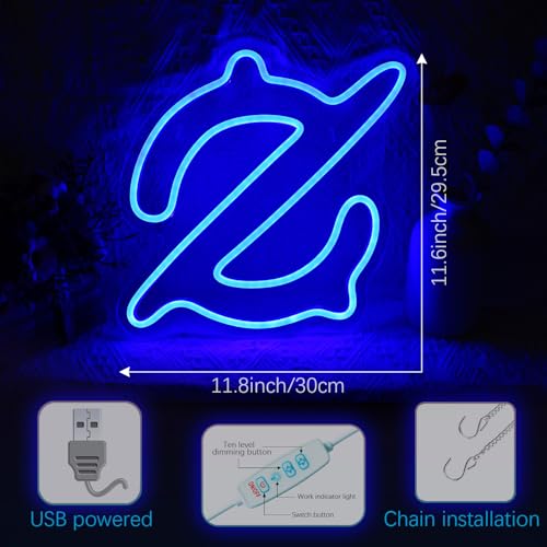 Image of Gaming Gunbreaker Neon Sign for Wall Decor, Game Room, Bedroom Decorations, Dimmable, USB Powered, Blue, 11.8 inch x 11.6 inch