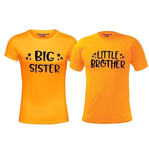 Image of Hangout Hub Sibling Tshirts Little Brother Big Sister | Set of 2
