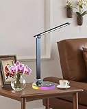 sakruda LED Desk Lamp,Eye-Caring Touch Control Table Lamp W/USB Charging Port,Stepless Dimmable Beside Reading Light,Foldable Desk Lamp W/Colored Night Light for Work,Kids Study,Home,Bedroom,Black - Image 9