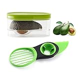Seguro y conveniente: la hoja dentada de plástico corta el aguacate fácilmente, pero no como un cuchillo de acero inoxidable para lastimarte el dedo, el deshuesador de acero inoxidable quita rápidamente los núcleos con un simple giro. Los niños y los ancianos pueden utilizar la cortadora de aguacate de forma segura.