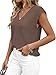 PRETTYGARDEN Women's 2026 Lightweight Sweaters Vest Spring Trendy Cap Sleeve V Neck Knit Tank Tops Summer Going Out Outfits (Brown,Large)