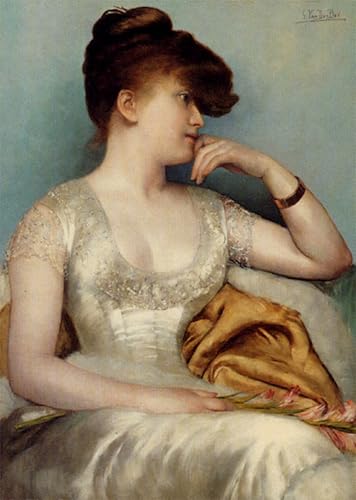 Portrait de femme assise Georges Van Den Bos toile poétique pour décoration romantique
