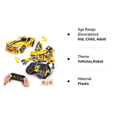 Panlos 901Pcs Remote & App Controlled Robot Building Toys, 2 In 1 Programmable Transforming Robotic Building Bricks Construction Vehicles Kit, Stem Projects Building Blocks Set For Kids Boys Girls #TOP7