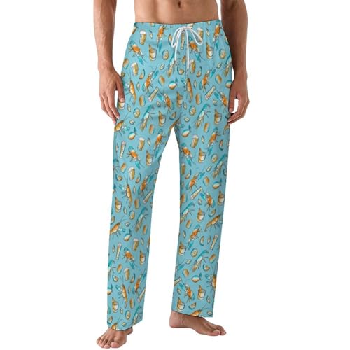 Mens Funny Pajama Pants Flowers Loose Fit Soft Sleep Bottoms Palazzo Lounge Pants with Elastic Waistband Separate Bottoms