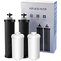 Water Filter Replacement compatible with Gra-vity Water Filter System Black Activated Carbon Filters and Fluoride Reduction Filters Elements Certified, Pack of 4