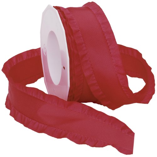 Morex Ribbon Double Ruffle Ribbons for Wedding Bridal Shower Décor, Gift Wrapping, Birthday, Sewing and Crafts, 1-1/2-Inch by 16.5-Yard, Virtual Pink