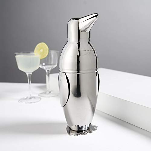 Viski Penguin Cocktail Shaker with Strainer, Stainless Steel Shaker Bottle, Bar Essentials, Home Bartender Shaker and Strainer Set, 17 oz. - Image 6